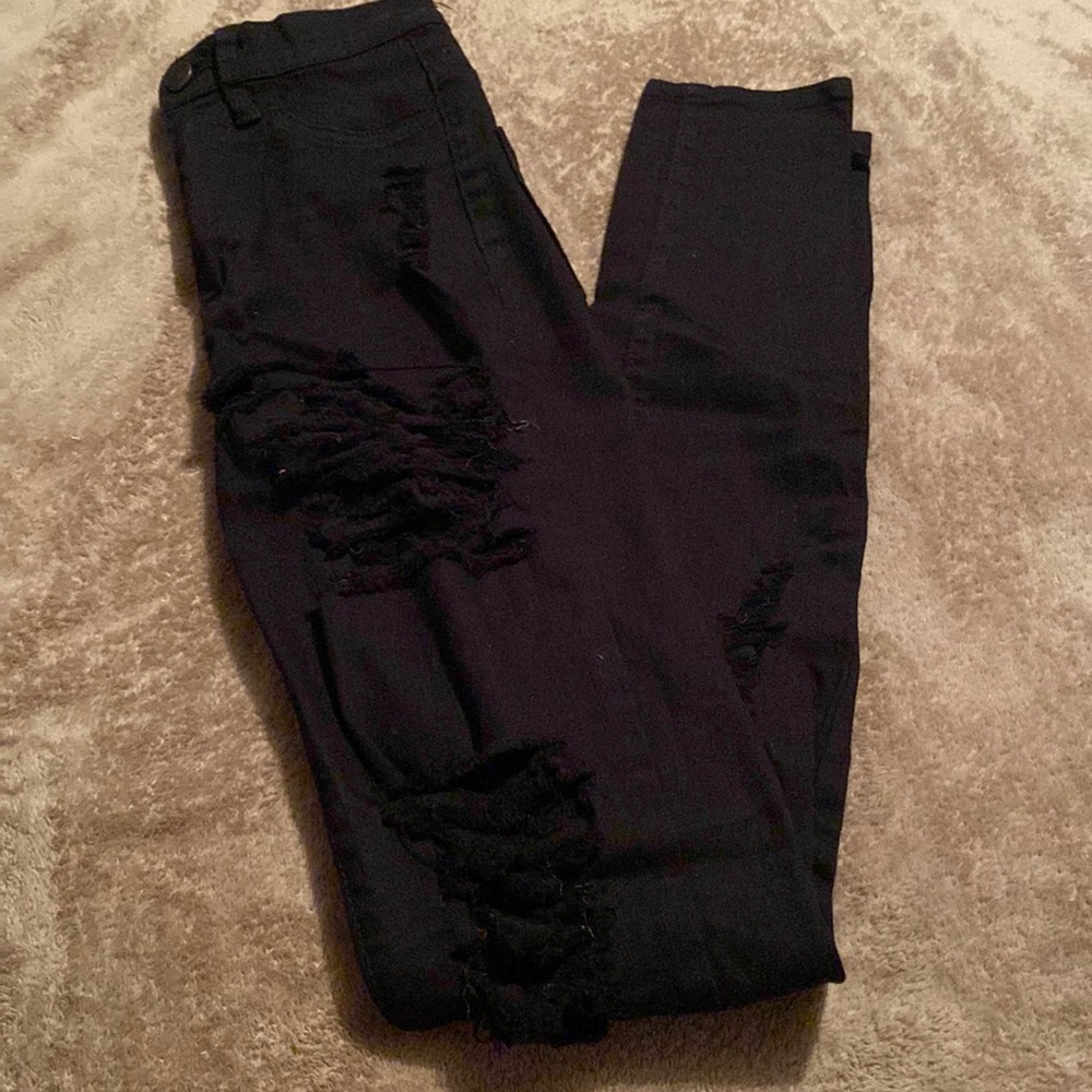 High Waisted Distressed Jeans